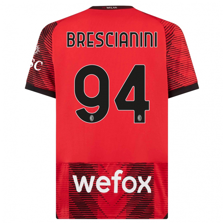 Kids  Marco Brescianini #94 Red  Black Home Jersey 2023/24 T-Shirt Canada