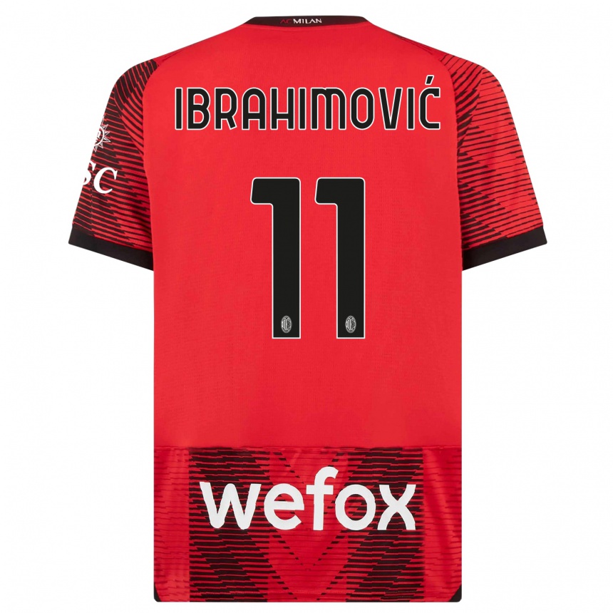 Kids  Zlatan Ibrahimovic #11 Red  Black Home Jersey 2023/24 T-Shirt Canada