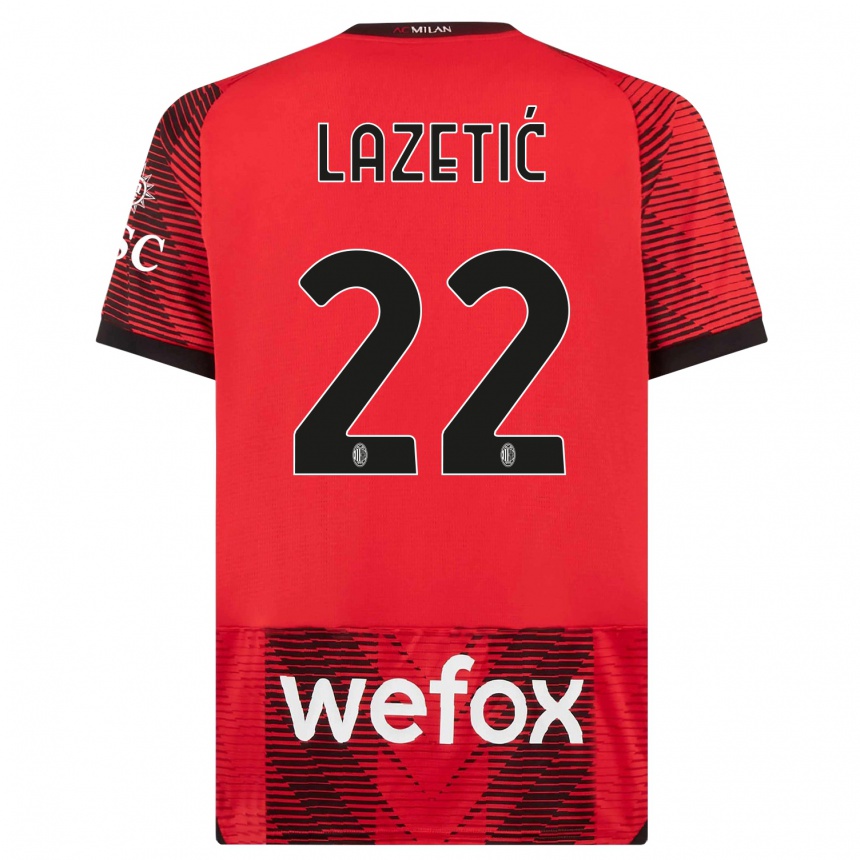 Kids  Marko Lazetic #22 Red  Black Home Jersey 2023/24 T-Shirt Canada