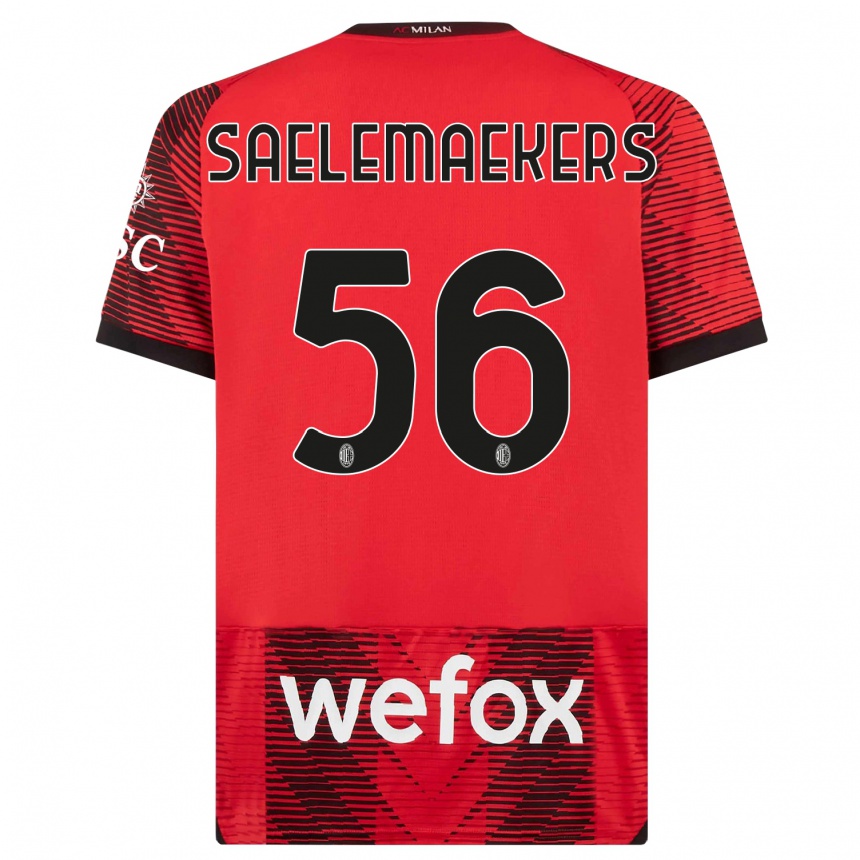 Kids Alexis Saelemaekers #56 Red Black Home Jersey 2023/24 T-Shirt Canada