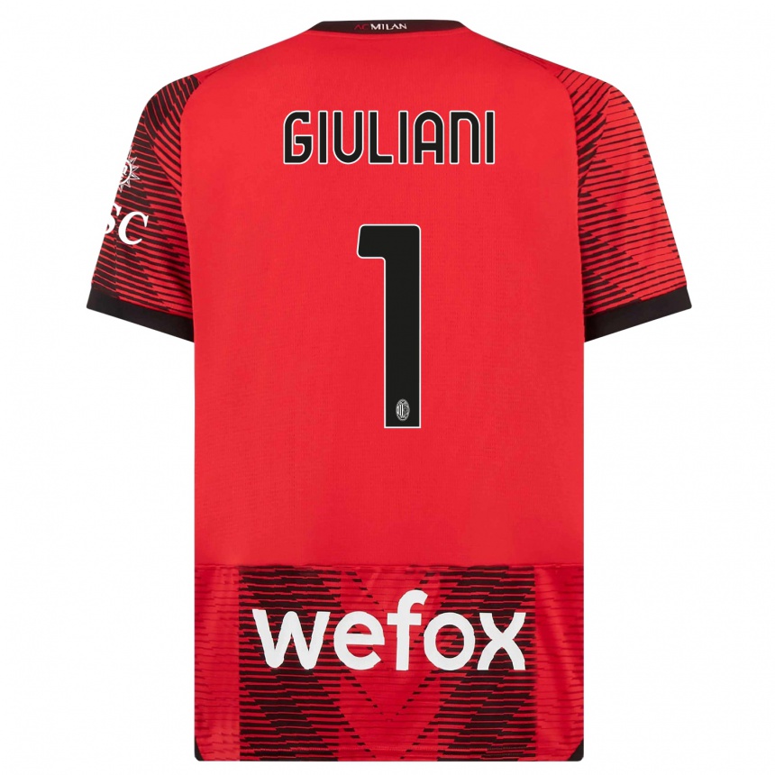 Kids Laura Giuliani #1 Red Black Home Jersey 2023/24 T-Shirt Canada