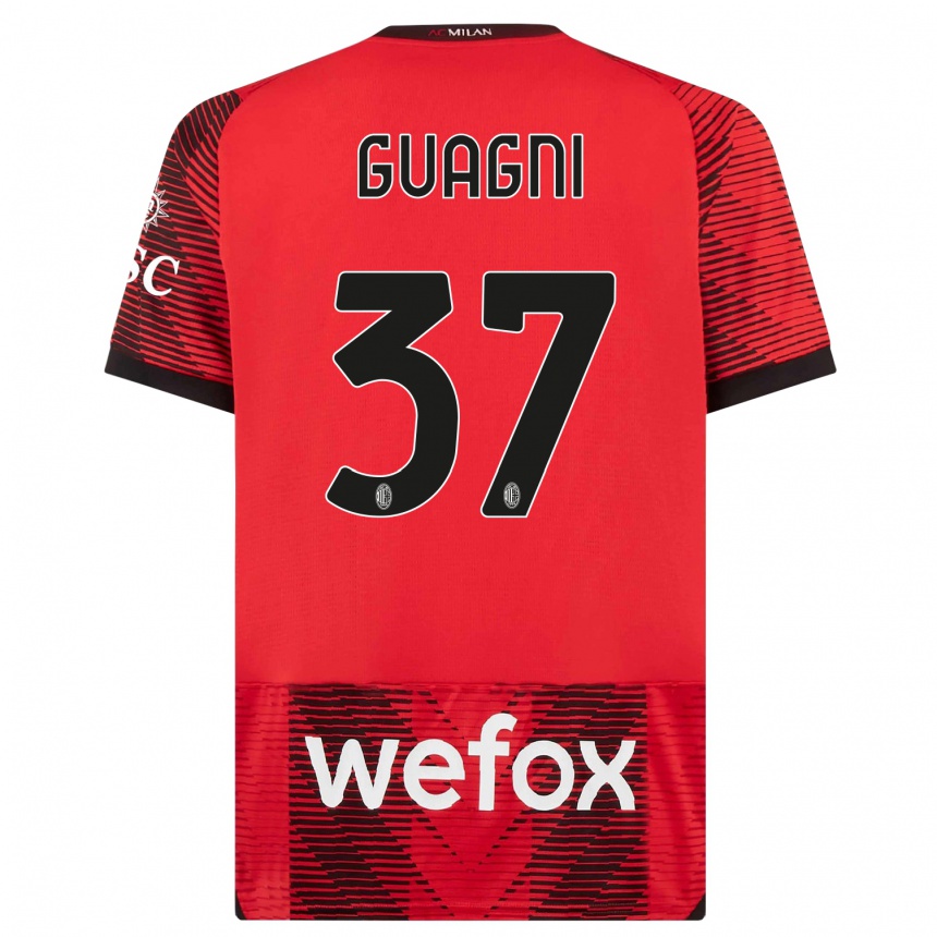 Kids  Alia Guagni #37 Red  Black Home Jersey 2023/24 T-Shirt Canada