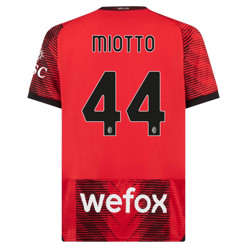 Kids  Giorgia Miotto #44 Red  Black Home Jersey 2023/24 T-Shirt Canada