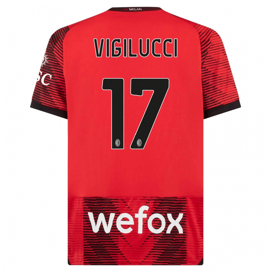 Kids  Valery Vigilucci #17 Red  Black Home Jersey 2023/24 T-Shirt Canada