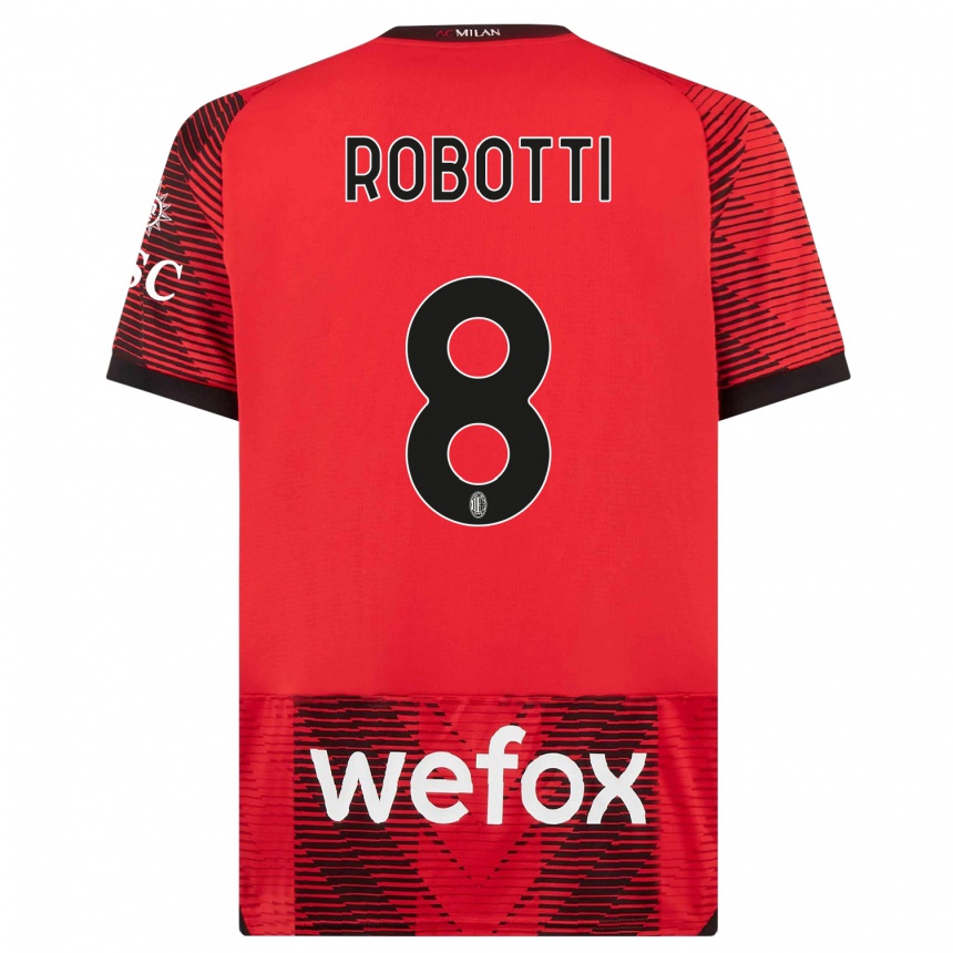 Kids  Giovanni Robotti #8 Red  Black Home Jersey 2023/24 T-Shirt Canada