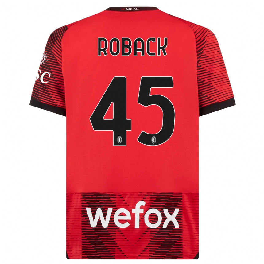 Kids Emil Roback #45 Red Black Home Jersey 2023/24 T-Shirt Canada