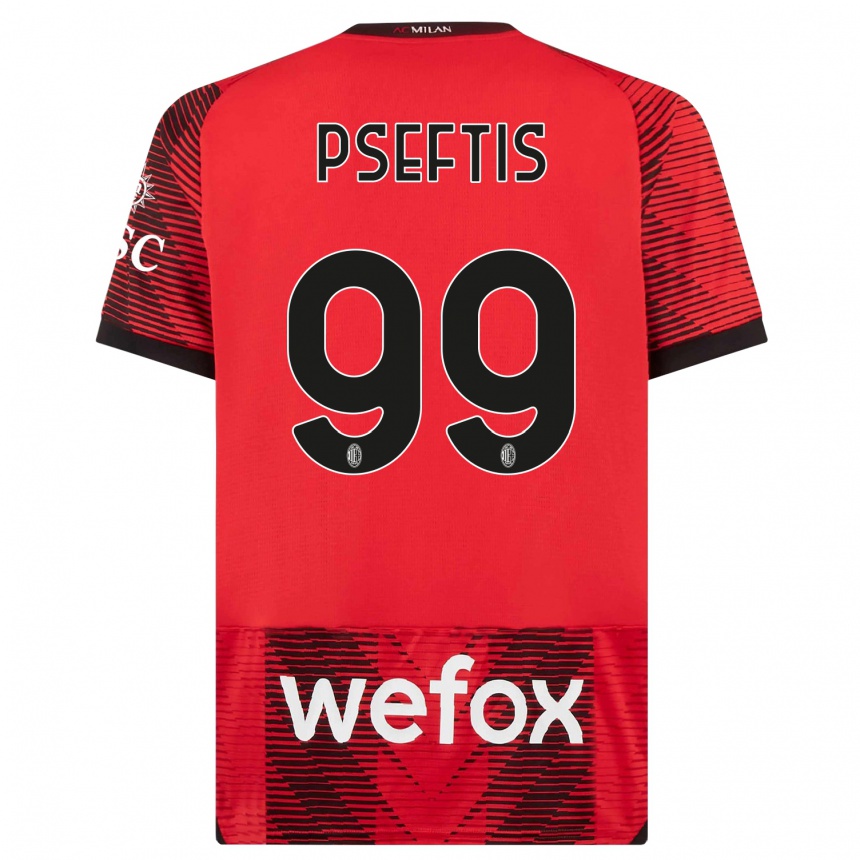 Kids Fotios Pseftis #99 Red Black Home Jersey 2023/24 T-Shirt Canada