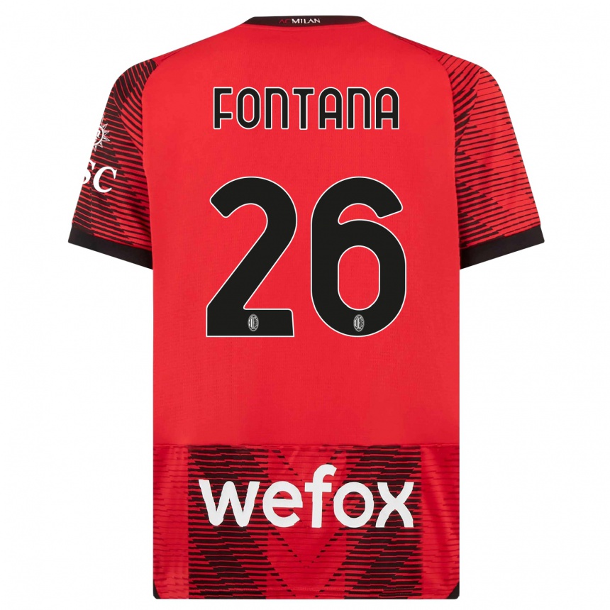 Kids  Francesco Fontana #26 Red  Black Home Jersey 2023/24 T-Shirt Canada