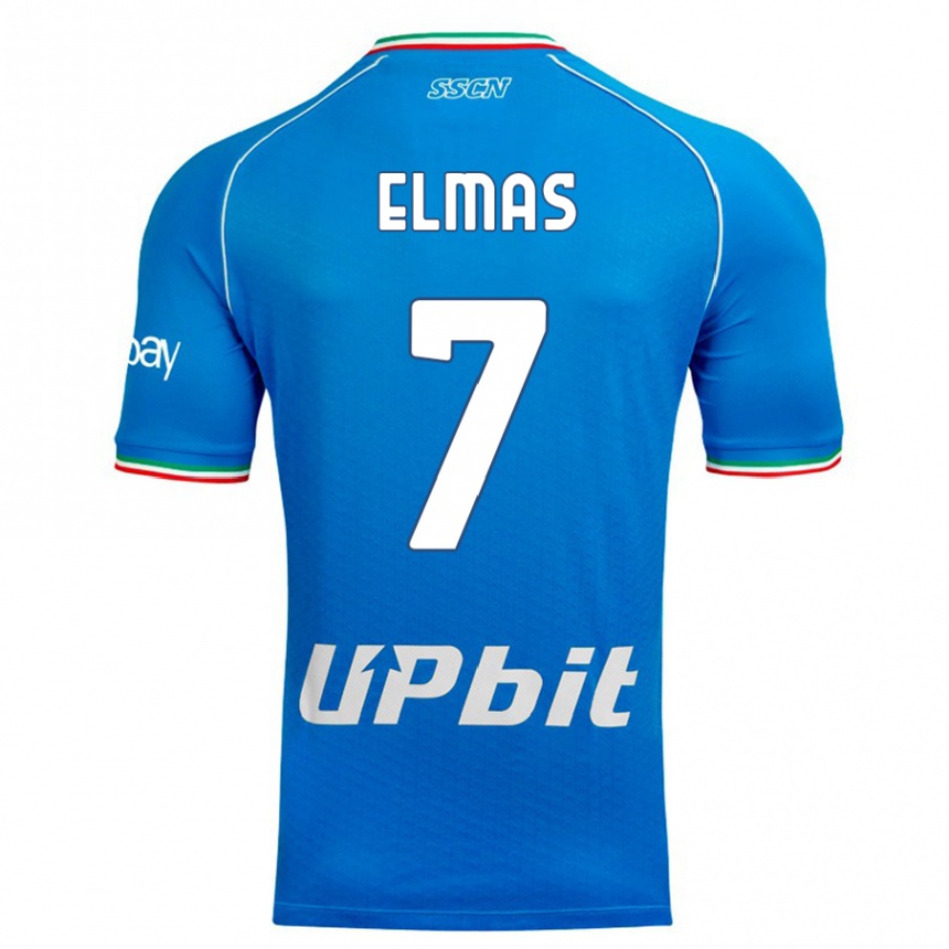 Kids  Eljif Elmas #7 Sky Blue Home Jersey 2023/24 T-Shirt Canada