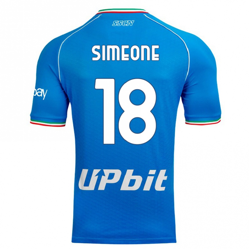 Kids Giovanni Simeone #18 Sky Blue Home Jersey 2023/24 T-Shirt Canada