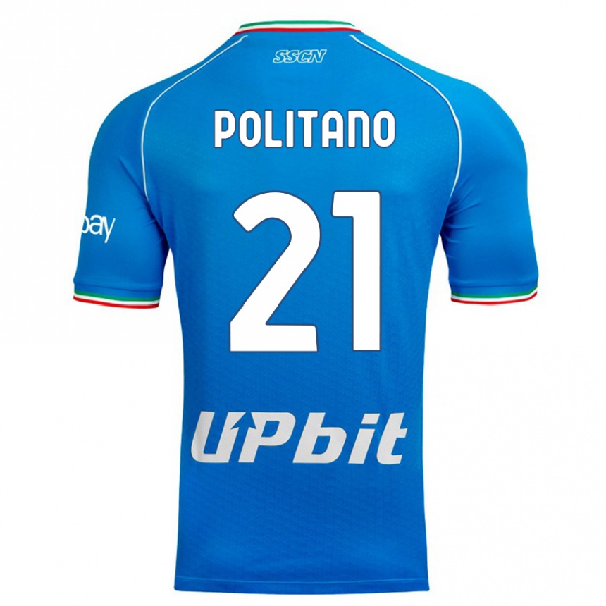 Kids  Matteo Politano #21 Sky Blue Home Jersey 2023/24 T-Shirt Canada