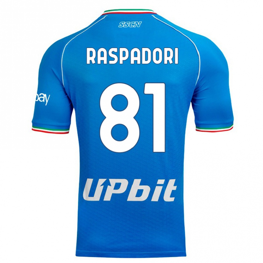 Kids  Giacomo Raspadori #81 Sky Blue Home Jersey 2023/24 T-Shirt Canada