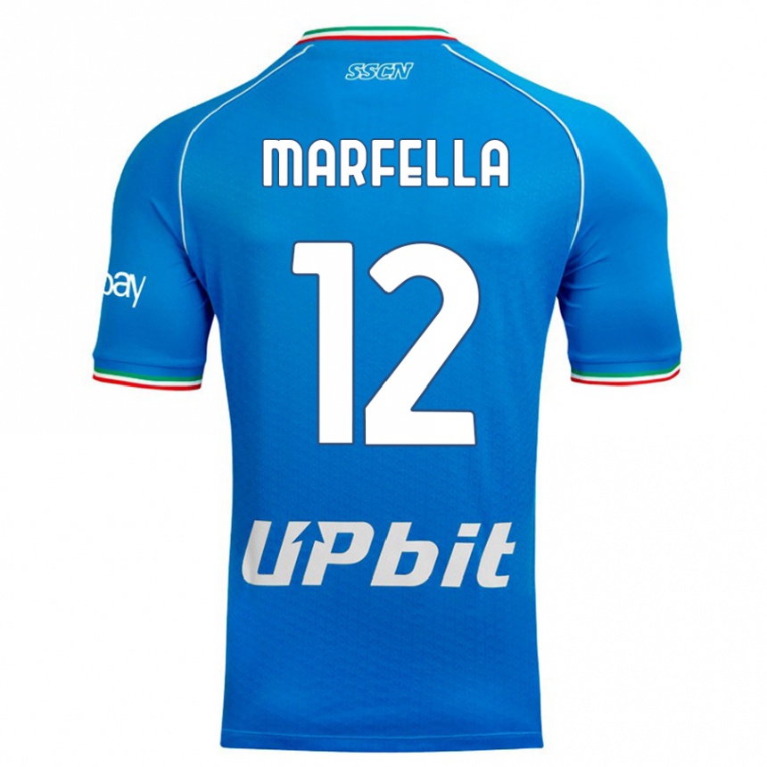 Kids  Davide Marfella #12 Sky Blue Home Jersey 2023/24 T-Shirt Canada