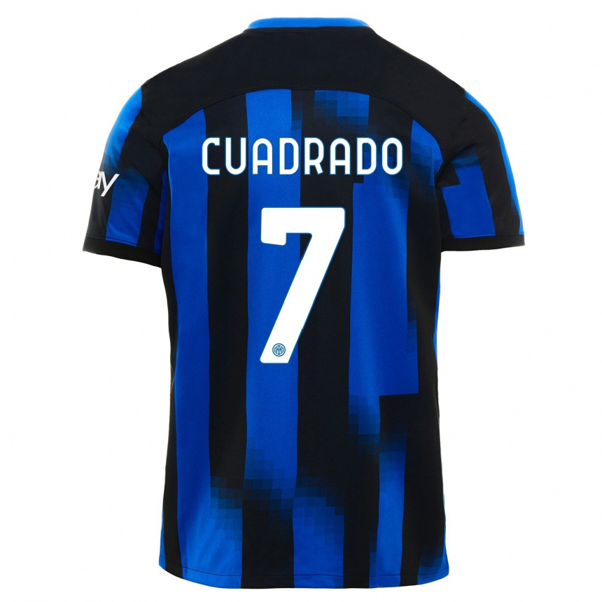 Kids  Juan Cuadrado #7 Black Blue Home Jersey 2023/24 T-Shirt Canada