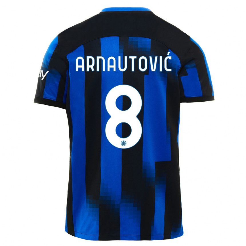 Kids Marko Arnautovic #8 Black Blue Home Jersey 2023/24 T-Shirt Canada