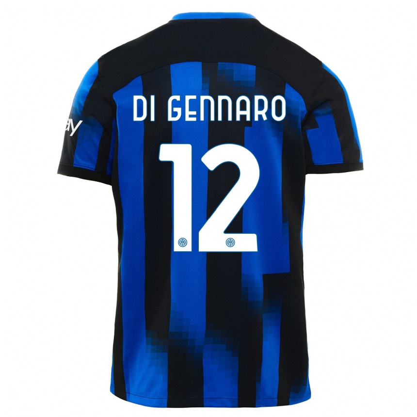 Kids  Raffaele Di Gennaro #12 Black Blue Home Jersey 2023/24 T-Shirt Canada