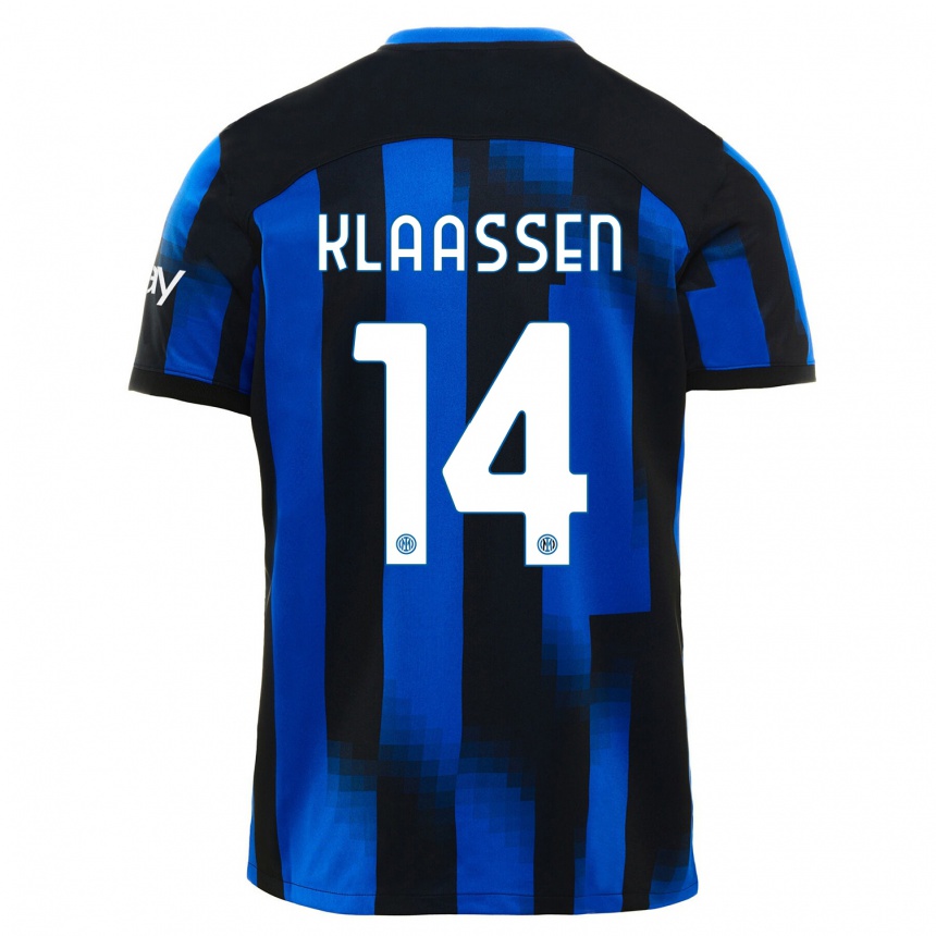 Kids  Davy Klaassen #14 Black Blue Home Jersey 2023/24 T-Shirt Canada