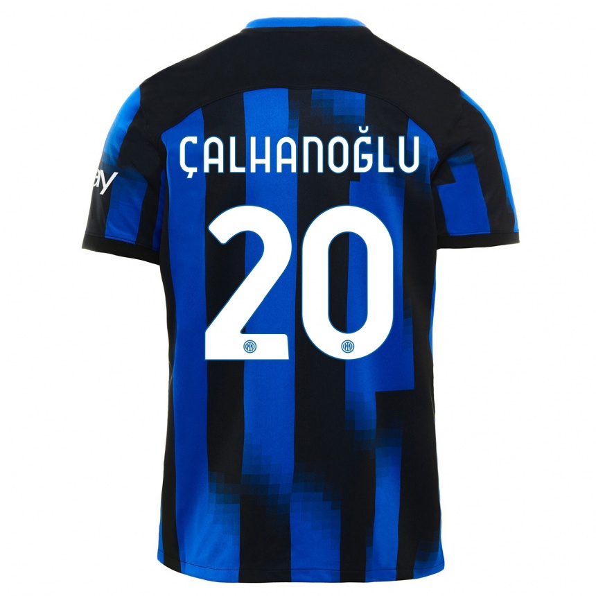 Kids  Hakan Calhanoglu #20 Black Blue Home Jersey 2023/24 T-Shirt Canada