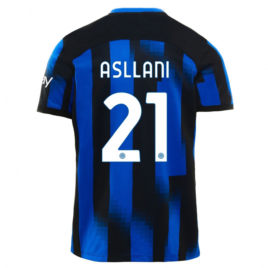 Kids Kristjan Asllani #21 Black Blue Home Jersey 2023/24 T-Shirt Canada