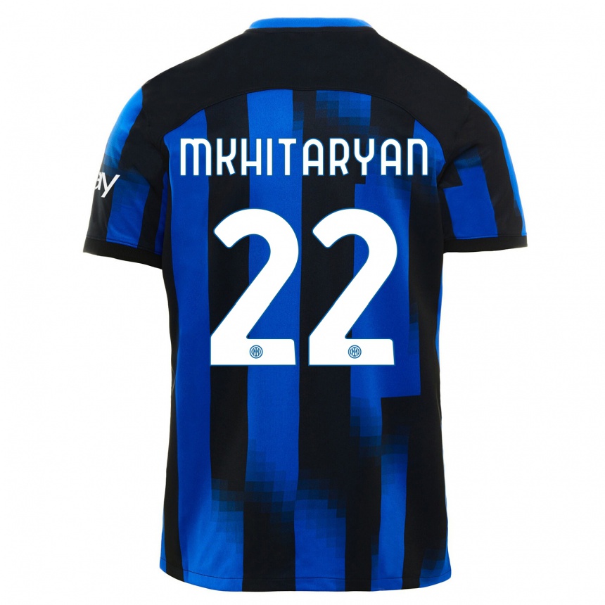 Enfant Football Maillot Henrikh Mkhitaryan #22 Noir Bleu Tenues Domicile 2023/24 Canada