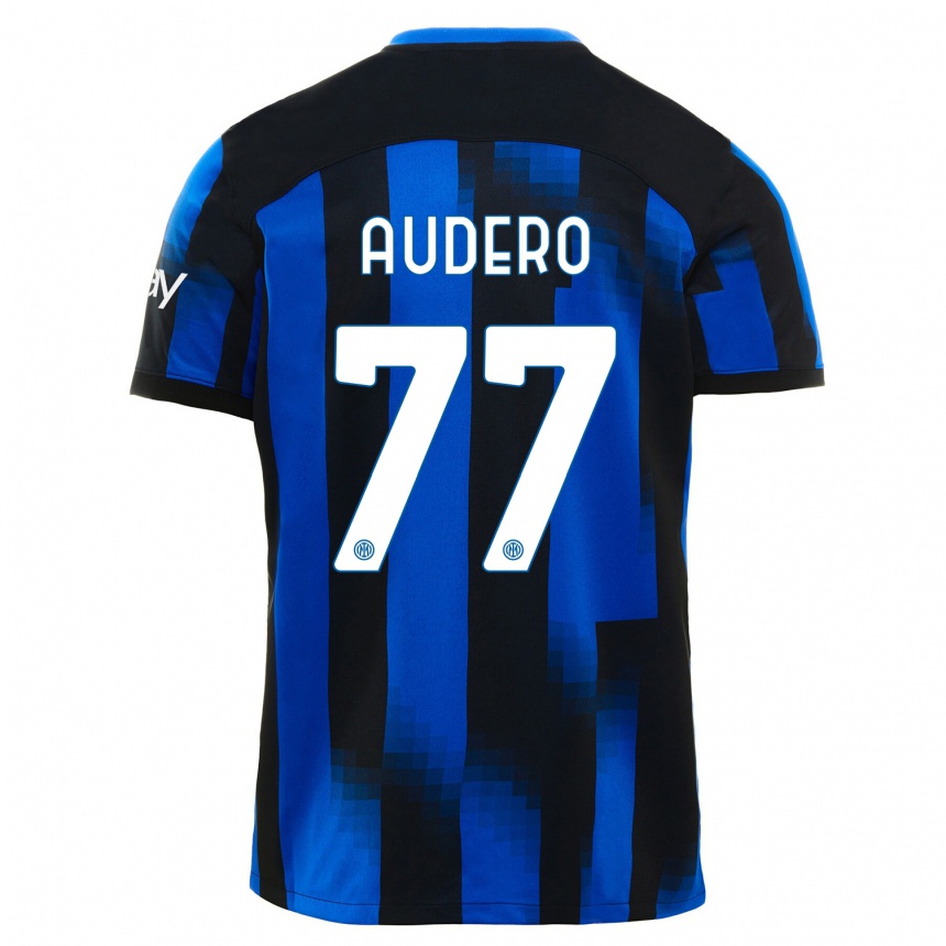 Kids  Emil Audero #77 Black Blue Home Jersey 2023/24 T-Shirt Canada