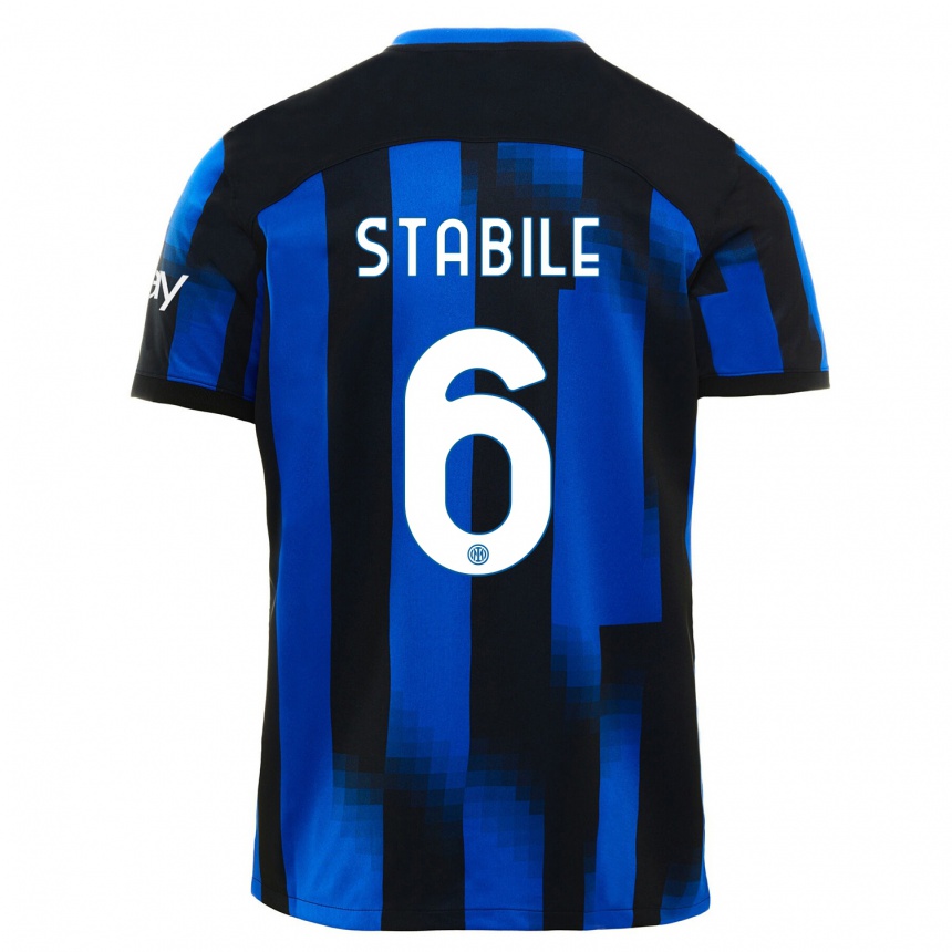 Kids Giacomo Stabile #6 Black Blue Home Jersey 2023/24 T-Shirt Canada