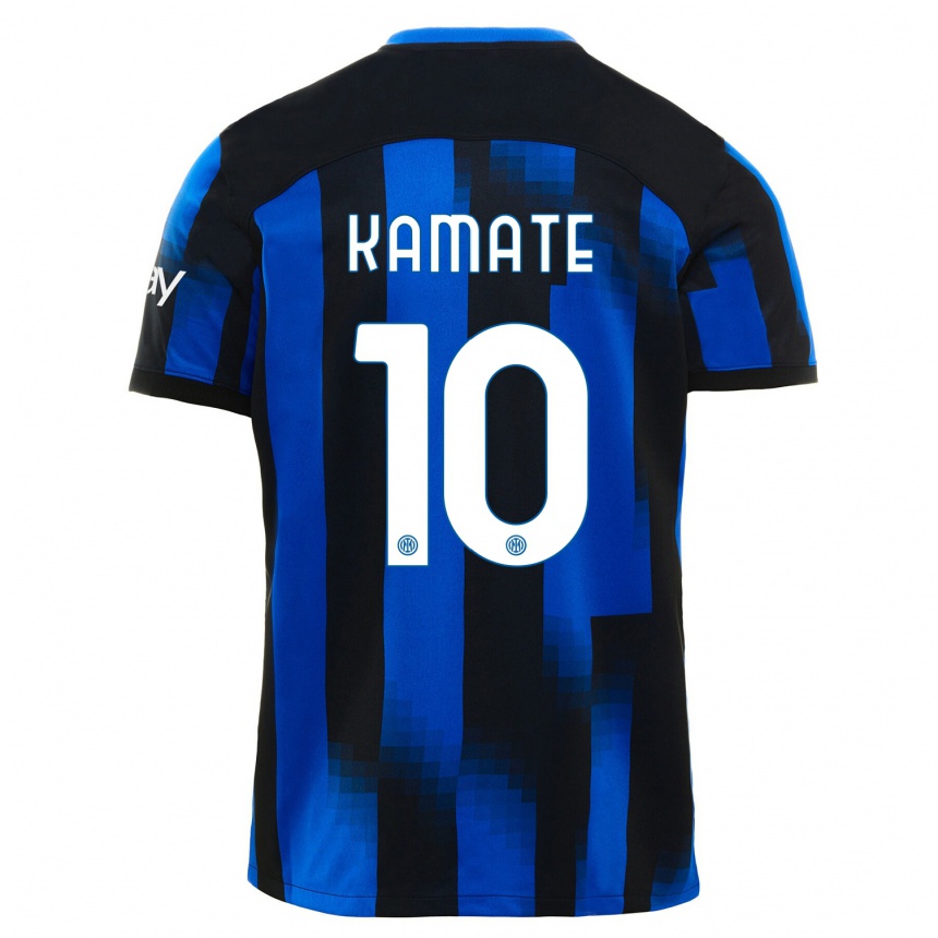 Kids  Issiaka Kamate #10 Black Blue Home Jersey 2023/24 T-Shirt Canada