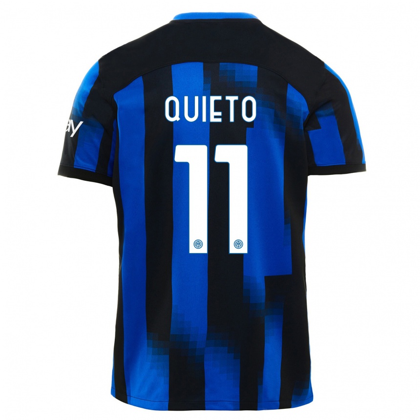 Kids  Daniele Quieto #11 Black Blue Home Jersey 2023/24 T-Shirt Canada