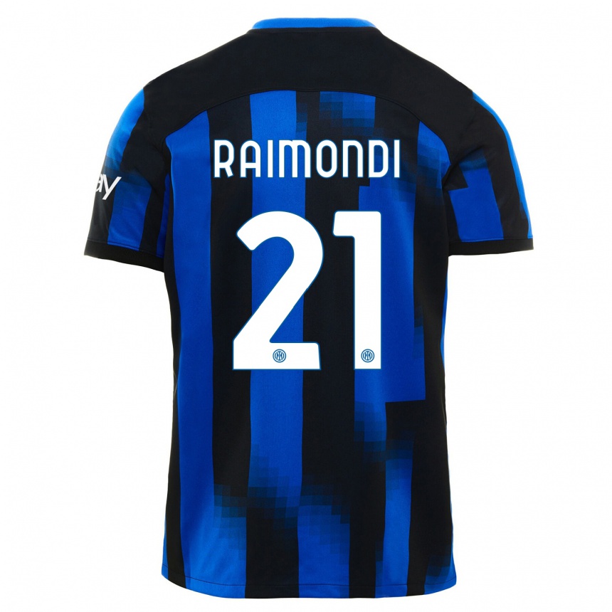 Kids  Paolo Raimondi #21 Black Blue Home Jersey 2023/24 T-Shirt Canada