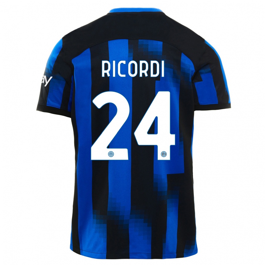 Kids  Tommaso Ricordi #24 Black Blue Home Jersey 2023/24 T-Shirt Canada