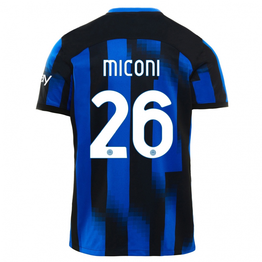 Kids  Riccardo Miconi #26 Black Blue Home Jersey 2023/24 T-Shirt Canada