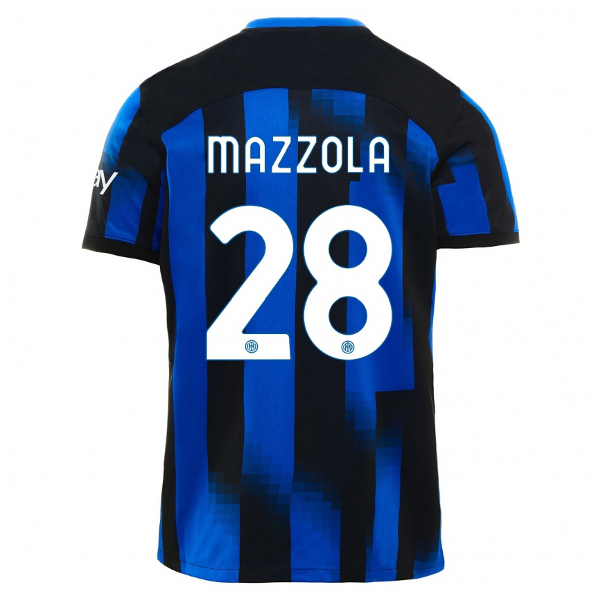 Kids  Giuseppe Mazzola #28 Black Blue Home Jersey 2023/24 T-Shirt Canada