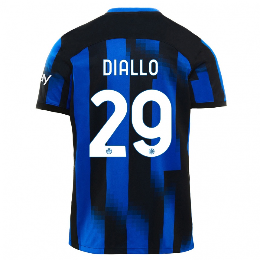 Kids Oumar Diallo #29 Black Blue Home Jersey 2023/24 T-Shirt Canada