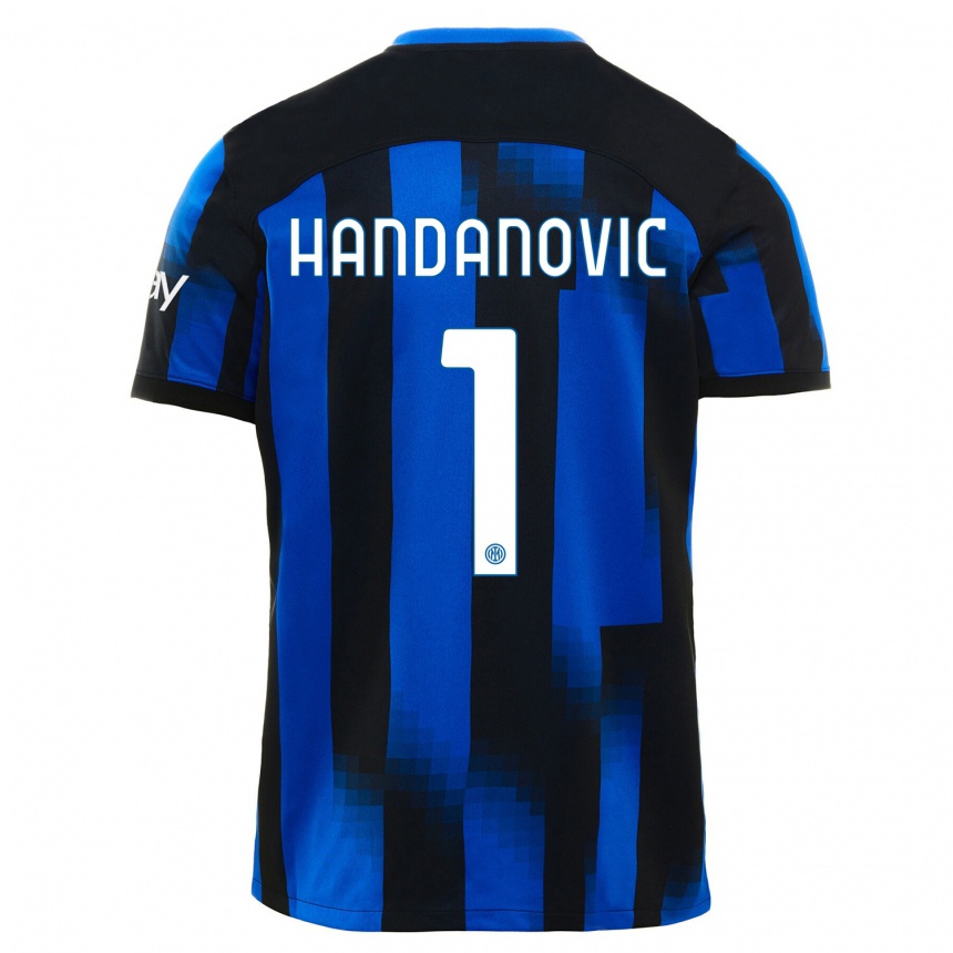 Enfant Football Maillot Samir Handanovic #1 Noir Bleu Tenues Domicile 2023/24 Canada