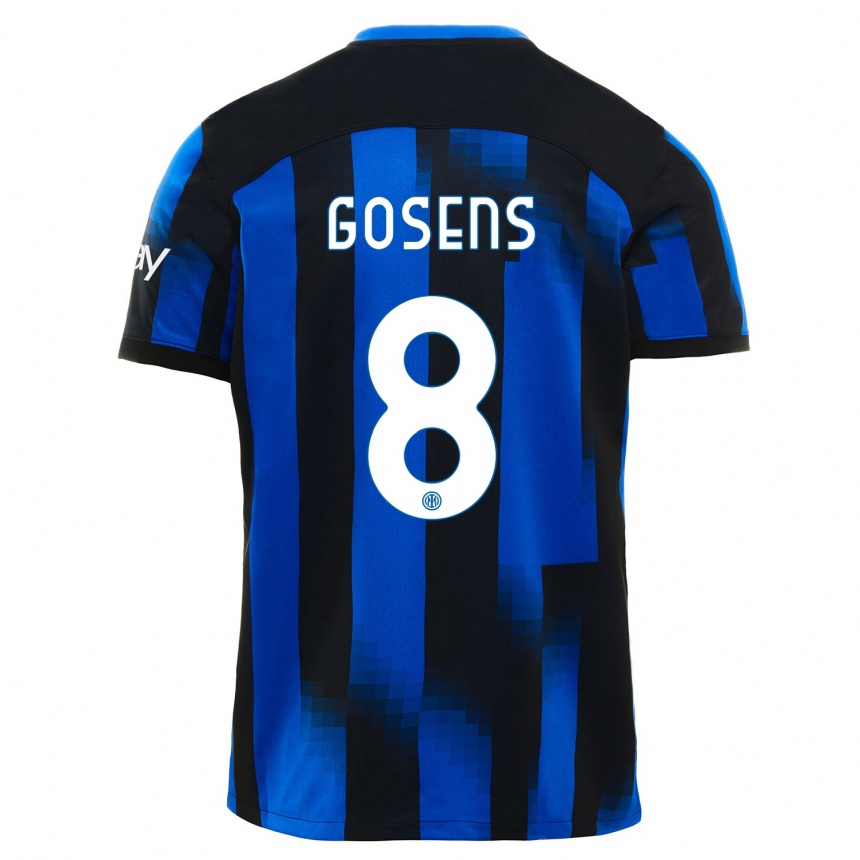 Kids  Robin Gosens #8 Black Blue Home Jersey 2023/24 T-Shirt Canada