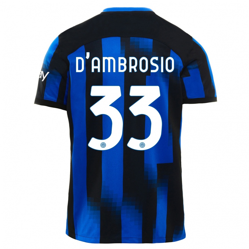 Kids Danilo D'ambrosio #33 Black Blue Home Jersey 2023/24 T-Shirt Canada