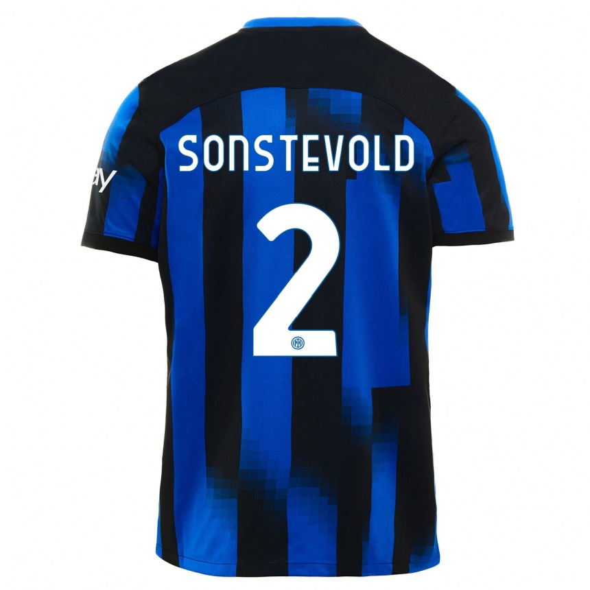 Kids  Anja Sonstevold #2 Black Blue Home Jersey 2023/24 T-Shirt Canada