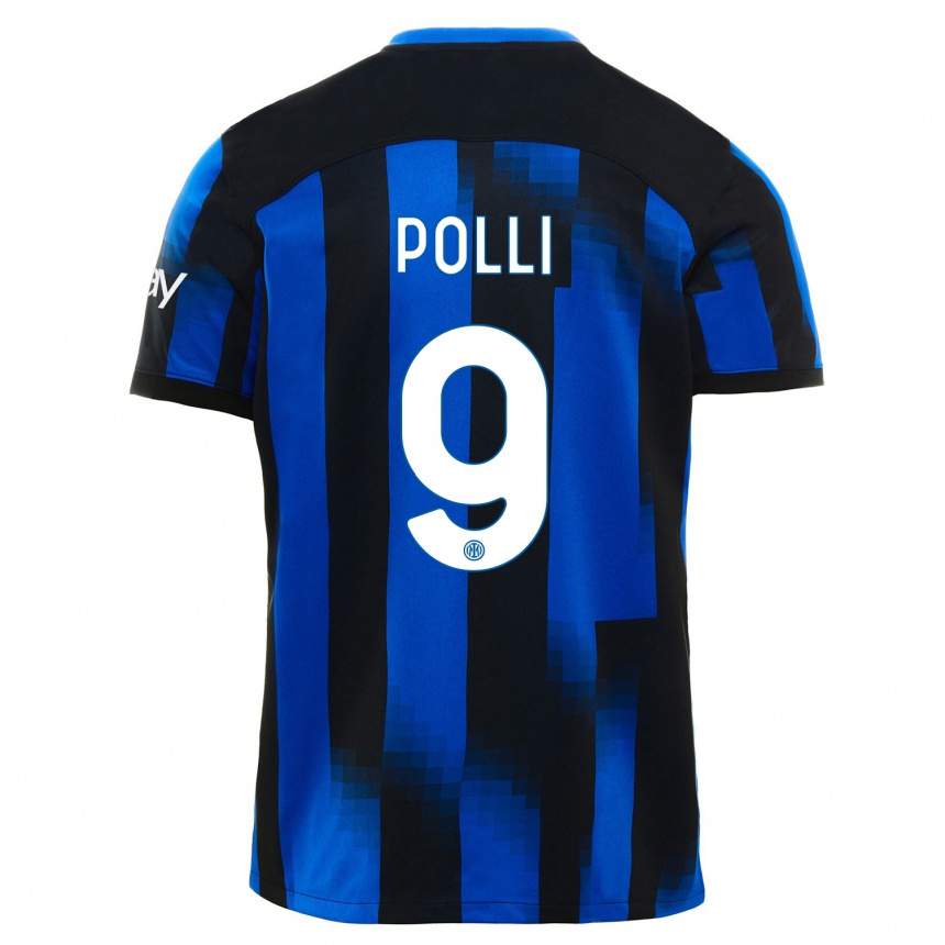 Kids Elisa Polli #9 Black Blue Home Jersey 2023/24 T-Shirt Canada