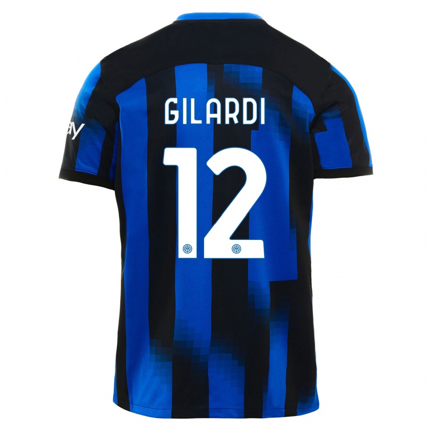 Kids Astrid Gilardi #12 Black Blue Home Jersey 2023/24 T-Shirt Canada