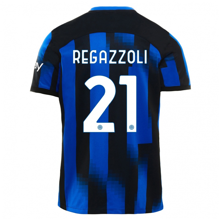 Kids Alice Regazzoli #21 Black Blue Home Jersey 2023/24 T-Shirt Canada