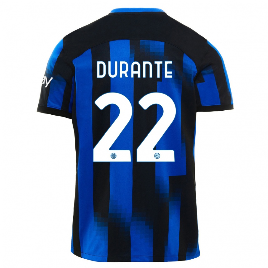 Kids  Francesca Durante #22 Black Blue Home Jersey 2023/24 T-Shirt Canada