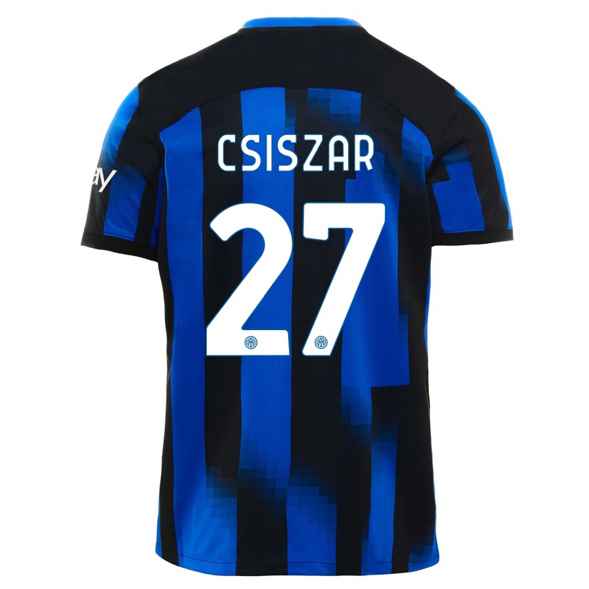 Kids  Henrietta Csiszar #27 Black Blue Home Jersey 2023/24 T-Shirt Canada