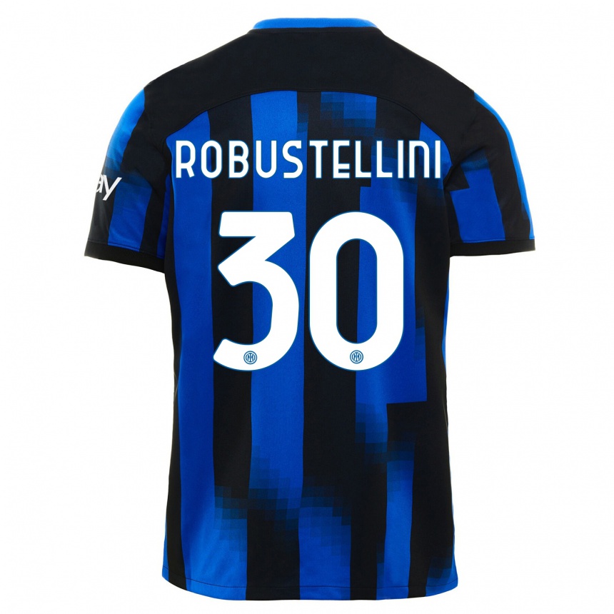 Kids Chiara Robustellini #30 Black Blue Home Jersey 2023/24 T-Shirt Canada