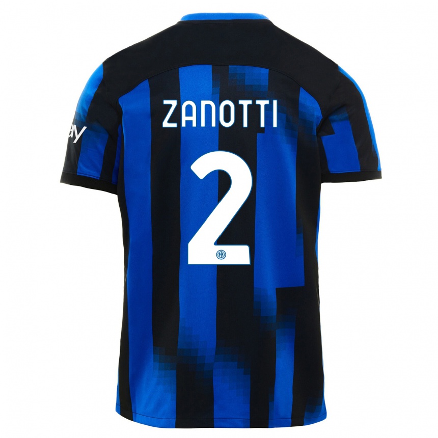 Kids Mattia Zanotti #2 Black Blue Home Jersey 2023/24 T-Shirt Canada