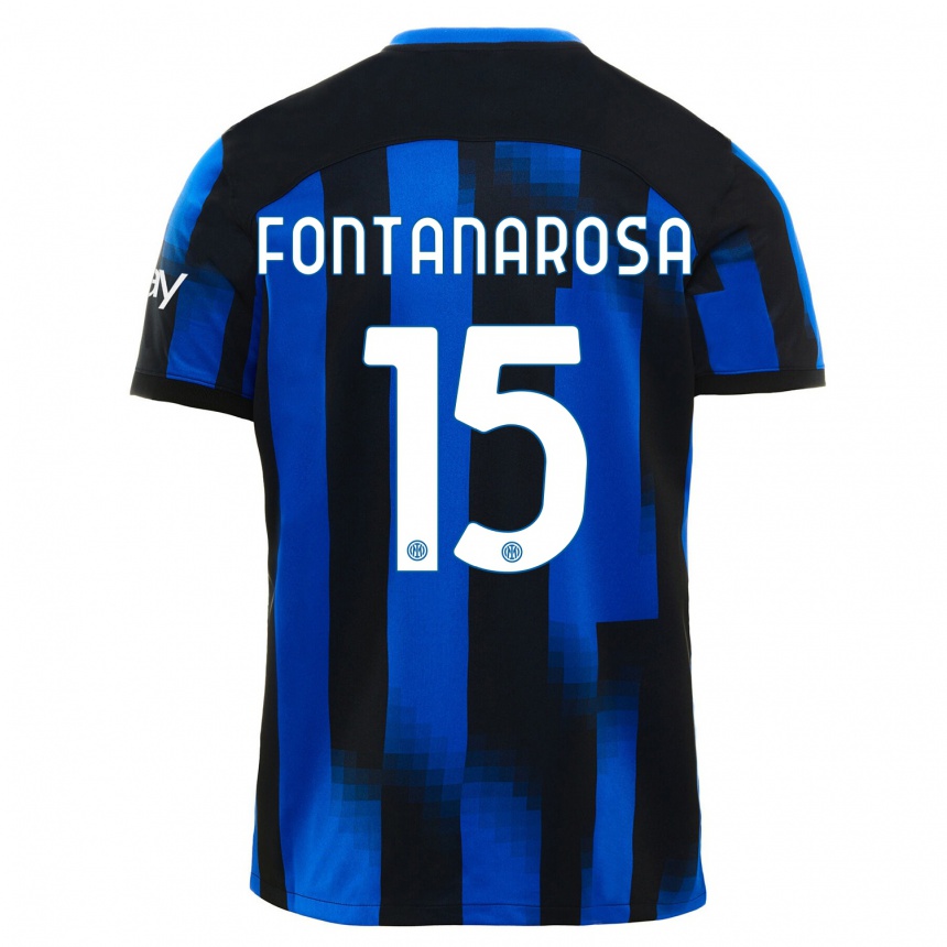 Kids Alessandro Fontanarosa #15 Black Blue Home Jersey 2023/24 T-Shirt Canada