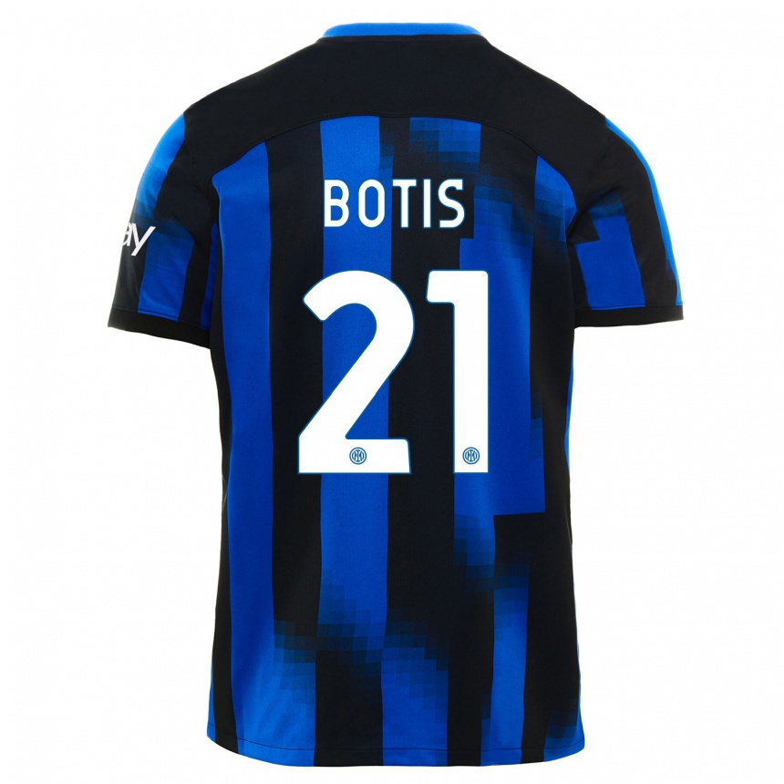 Kids  Nikolaos Botis #21 Black Blue Home Jersey 2023/24 T-Shirt Canada