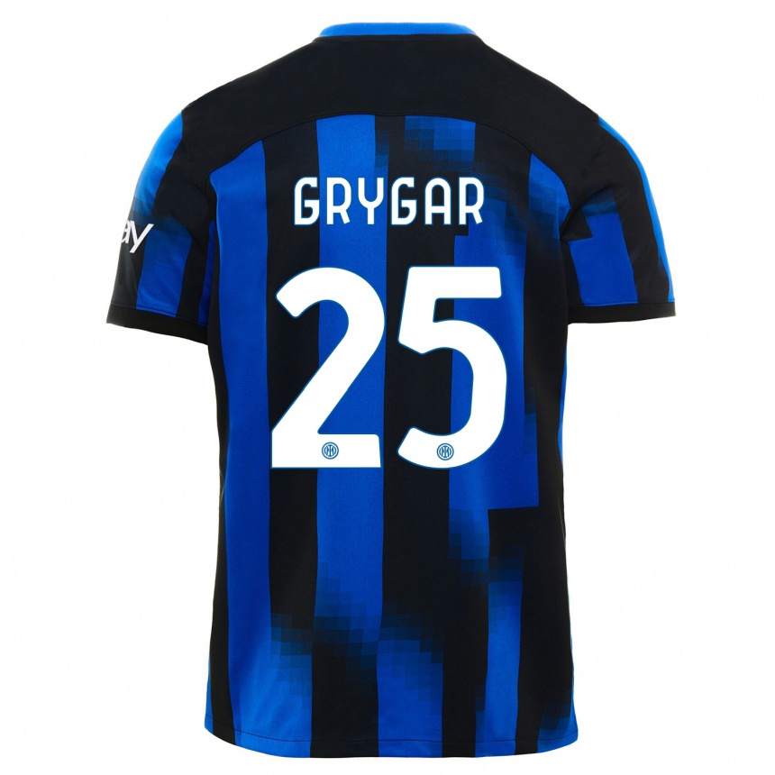 Kids  Samuel Grygar #25 Black Blue Home Jersey 2023/24 T-Shirt Canada