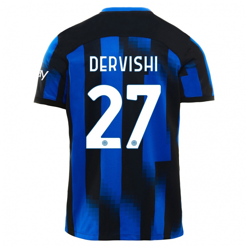 Kids  Kristian Dervishi #27 Black Blue Home Jersey 2023/24 T-Shirt Canada