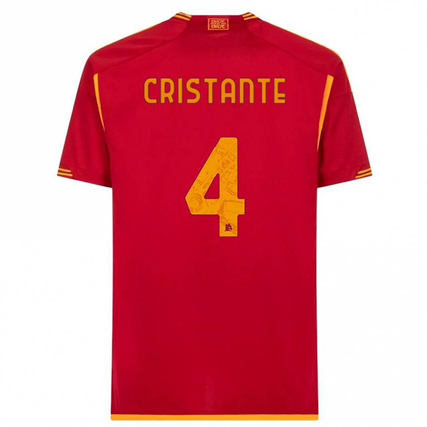 Kids  Bryan Cristante #4 Red Home Jersey 2023/24 T-Shirt Canada