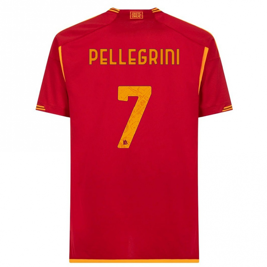 Kids  Lorenzo Pellegrini #7 Red Home Jersey 2023/24 T-Shirt Canada